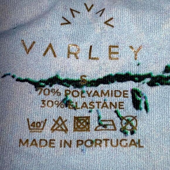 Varley Blue White Marble Print Leggings With Mesh Side Cutouts Cropped Size S - Picture 2 of 8